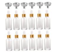 TOPBATHY Flacons Compte-gouttes avec Entonnoirs Inox Réutilisables Lot de 24 en Verre 30ml pour Huiles Essentielles et Parfums, Soin du Corps et Voyage