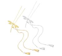 TOPBATHY Fourche à Cheveux Libellule 4 Pcs Métal Argenté Et Doré, Taille Moyenne, Épingles Légères à Pompons Pour Femmes, Style Chinois, Accessoires Coiffure Fête Et Quotidien