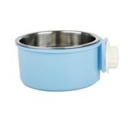 TOPBATHY Gamelle Suspendue pour Cage en Acier Inoxydable Bleu, Bol pour Animaux Petits Oiseaux et Pinsons, Montage Facile et Verrouillage Sécurisé, Deux Parties