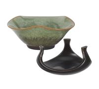 TOPBATHY Infuseur à Thé en Porcelaine Vintage Style Kung Fu Filtre à Thé en Céramique Passoire Maille Fine Réutilisable Couleur Vert Étoilé pour Maison et Cérémonie