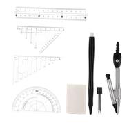 TOPBATHY Kit de Dessin Géométrique avec Compas Ergonomique Antidérapant et Règle Transparente Léger pour Étudiants et Professionnels de Architecture