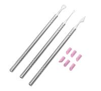 TOPBATHY Kit de Manucure à Double Extrémité Repousse-cuticules Professionnel pour Soins des Ongles en Métal avec Pierres D'ongles et Étui Pvc
