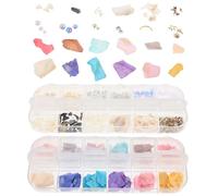 TOPBATHY Kit Nail Art 2 Sets Morceaux de Coquille D'ormeau Brillants et Pratiques, Accessoires pour Décoration D'ongles et Boîte de Rangement pour Sorties