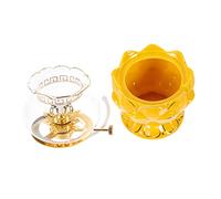TOPBATHY Lampe De Lotus Bouddhiste Décor LED Parfumé Fondre Exquis Lampes Tempête Lanterne Tiki Rétro Tombeau Manteaux Statue Lampe à Gaz Bougie Chauffe-Plat Unique Yellow Céramique