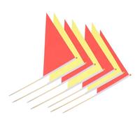TOPBATHY Lot de 10 Drapeaux de Marquage Triangulaires Rouges et Jaunes en Polyester Piquets en Bois Drapeaux de Marquage de Pelouse pour Jardin Chantier et Arpentage