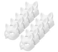 TOPBATHY Lot de 10 Masques à Peindre en Papier à Faire Soi-même, Motif Chat Blanc, Accessoires de Fête Masquée Et de Cosplay