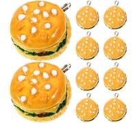 TOPBATHY Lot de 10 Pendentifs Clé Hamburger Résine, Petits Charmes Ronds Colorés, Légers et Créatifs, pour Création Bijoux Artisanaux Étudiants, Décoration Trousseau, Présent DIY Fête