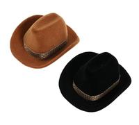 TOPBATHY Lot de 2 Boîtes à Alliances de Chapeau de Cowboy en Velours Marron Clair Doublure Floquée Blanche Coffret à Bagues Vintage Compact 68 X 6 X 4 CM Porte-Bijoux Western Portable