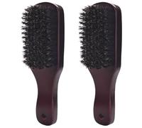 TOPBATHY Lot de 2 Brosses à Barbe et Moustache en Poils de Sanglier Manches en Bois Naturel Trou Suspendre Brosses de Nettoyage Polyvalentes pour Cheveux Barbe et Vêtements Outil de