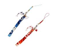 TOPBATHY Lot de 2 Cordons Porte-Clés Décoratifs pour Téléphone Portable Dragonne Japonaise en Tissu Bleu et Rouge Accessoires Légers Suspendre et Protection Anti-Perte Décorations Mode