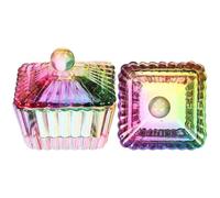 TOPBATHY Lot de 2 Coupes en Verre Cristal 4 Côtés Rayées Format Petit pour Nettoyage Ongles et Nail Art, Accessoires Manucure Polyvalents pour Usage Professionnel et Domicile