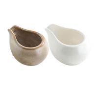 TOPBATHY Lot De 2 Pichets à Lait En Céramique Blanche 400 Ml, Pot à Sauce Anti-dérapant, Bec Verseur Précis, Pour Café, Thé, Usage Familial Et Restauration