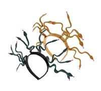 TOPBATHY Lot de 2 Serrage-Têtes Serpent Flexibles Méduse Coiffe Égyptienne en Plastique et Vinyle Couleur Vert Foncé et Or Terreux Accessoires Cosplay pour Femmes et Festivals