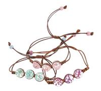 TOPBATHY Lot de 3 Bracelets à Fleurs Séchées Tissés à la Main Bracelets Délicats en Couleurs Violet Rose et Bleu Clair Bijoux Floraux Uniques pour Femme Accessoires Mode pour