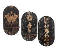 TOPBATHY Lot de 3 Grandes étagères murales en Bois, Phase de Lune et Soleil, Support décoratif pour Bougies, décoration Murale pour Salon, Style bohème