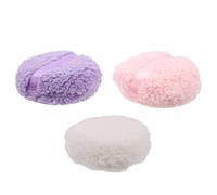 TOPBATHY Lot de 3 Houppettes Extra Larges en Velours Court Ultra-doux, Taille 13,5x4,5 Cm, pour Visage et Corps, Poudrière Réutilisable en Rose, Blanc et Violet, Contrôle Poudre,