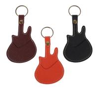 TOPBATHY Lot de 3 Porte-médiators en PU Multifonctionnels Porte-clés, Étui Compact pour Médiators de Guitare, Cartes D'accès et Clés, Couleurs Noir, Marron et Orange, pour Musiciens