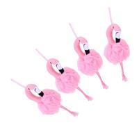 TOPBATHY Lot de 4 Boules de Bain Exfoliantes Flamant Rose pour Garçon et Filles, Éponges Corporelles Douces en Matériau Sûr, Mousse Riche pour Ludique la Maison et Salle de Bain