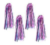 TOPBATHY Lot de 4 Rubans Décoratifs Pompons pour Guidon de Vélo Garçon et Filles Guirlandes Bleu Rose Holographique pour Vélo Trottinette et Tricycle Accessoires Colorés pour Balades
