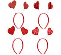 TOPBATHY Lot de 4 Serrage-Têtes de Cœur Rouges Accessoires Légers Fête des Amoureux Bandeaux Coiffure Femme pour Carnaval Noël et Soirées Festives Couvre-Chef Décoratif