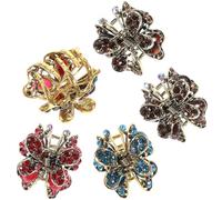 TOPBATHY Lot de 5 Mini Pinces à Cheveux en Alliage Strass, Accessoires Coiffure Non Glissants pour Femmes et Garçon et Filles, Design Coloré et Élégant Couleur Aléatoire