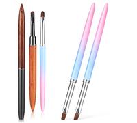 TOPBATHY Lot de 5 Pinceaux à Ongles pour Nail Art, Manches en Bois, Embouts Ronds, Plats et Biseautés, pour Manucure Professionnelle et Usage Maison, Nettoyant Vernis Couleur Aléatoire