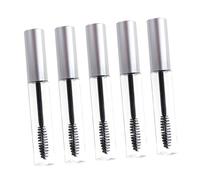TOPBATHY Lot de 5 Tubes Vides de Mascara 10 Ml Bouchon Argenté Contenant Transparent Portable pour Maquillage des Yeux Tube de Brosse à Cils Réutilisable Voyage et DIY