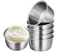 TOPBATHY Lot De 6 Bols À Tremper En Acier Inoxydable 5.50X5.50X3.00Cm Tasses Réutilisables Pour Condiments Tapas Cuisine Restaurant Barbecue