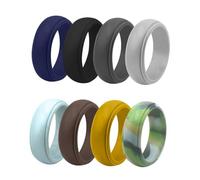 TOPBATHY Lot De 8 Alliances En Silicone Respirantes, Bagues De Sport Flexibles Pour Hommes, Taille 8, Multi-couleurs, Anneaux Légers Adaptés Aux Activités Outdoor Et Athlètes