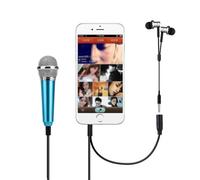 TOPBATHY Microphone K Song Filaire Mini Lot de 2 Microphones pour Téléphone Portable Bleu Compatible Smartphone Prise 3,5 Mm Karaoké et Communication Webcam Style Aléatoire