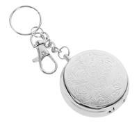 TOPBATHY Mini Cendrier Portable avec Porte-clés en Acier Inoxydable Rond Réutilisable et Coupe-Vent Design Moderne Argenté Accessoire Pratique pour Bureau et Extérieur