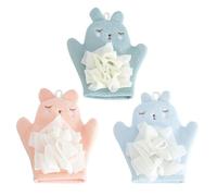 TOPBATHY Moufles Exfoliant De Bain Pour Bébé 3 Pièces Taille Unique Dessin Animé Couleurs Aléatoires Exfoliation Douce Soins Corporels Bébé Usage Quotidien