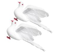 TOPBATHY Paire de Colombes Artificielles Réalistes, Déco Oiseau Simulation, Mousse et Plastique, Couleur Blanche, Décoration Jardin Extérieur, Décor Mariage, Ornement Léger et Portable