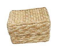 TOPBATHY Panier de Rangement Paille Tressée avec Couvercle Panier Fait Main pour Vêtements Maquillage Jouets et Autres Articles Divers