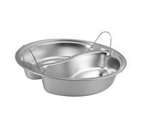 TOPBATHY Panier Vapeur Inox Moyen Perforé Double Compartiment Poignée Isolante Cuisson Légumes Et Raviolis Compatible Cuiseur Électrique 2 Sections Réutilisable Alimentaire Saine