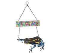 TOPBATHY Panneau De Bienvenue En Forme De Grenouille Plaque De Jardin Décorative À Suspendre Mur Décoration De Grenouille Matériau En Fer Robuste