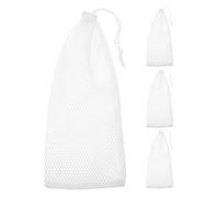 TOPBATHY Paquet à Nourriture pour Oiseaux Lot de 4 Fermeture à Cordon en Polyester Blanc Mangeoire Suspendue pour Chardonnerets et Petits Oiseaux en Extérieur Jardin