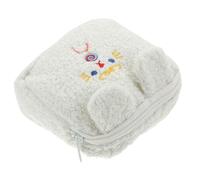 TOPBATHY Paquet à Serviettes Hygiéniques en Peluche Blanche Broderie Lapin, Pochette de Rangement Mignonne et Créative Vie Quotidienne