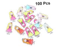 TOPBATHY Paquet de 2 Lot Boutons Bois Colorés Motif Petite Princesse Cheveux Longs Boutons Décoratifs Couture Artisanat DIY Matériel Couture Assortiment Mixte