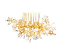 TOPBATHY Peigne à Cheveux de Mariée Fleur Cristal Alliage Résine Or | Bijou Cheveux pour Mariée, Mariage et Événements Formels, Style Vintage, Fixation Sûre, Usage Facile