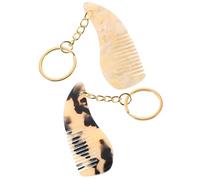 TOPBATHY Peigne à Cheveux Mini en Acétate Porte-Clés Doré Dent Large Motif Léopard Beige Clair Accessoire Portable pour Coiffage et Entretien Voyage et Paquet à Main