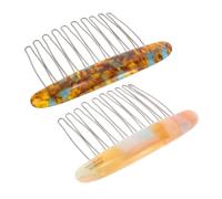 TOPBATHY Peignes Français Latéraux Lot De 2 Finition De Fleur Brun Et Orange Pour Coiffures Féminines Résistantes Accessoires Cheveux Fins