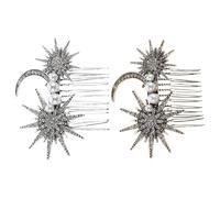 TOPBATHY Peignes Latéraux Vintage Solide Maintien Sécurisé en Alliage Lot de 2 Forme Étoile et Lune Accessoire Cheveux Mariage pour Soirées et Cortèges
