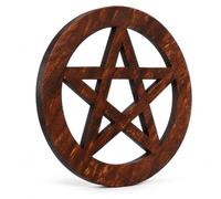 TOPBATHY Pentacle en Bois 12 cm pour Autel Wicca et Décoration Rituel | Bois Couleur Café, Étoile à 5 Branches, Format Compact 12 cm, Ornement Symbolique pour Autel, Étagère et Espace Wicca