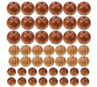 TOPBATHY Perles Rondes Faciles à Enfiler Lot de 60 en Bois de Pin Naturel Grand Trou pour Fabrication de Bijoux Macramé
