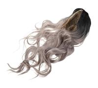 TOPBATHY Perruque Longue Ondulée Dégradée Noire-gris pour Femme avec Bonnet Ajustable Perruque Synthétique Résistante Chaleur pour Cosplay Fête Quotidienne