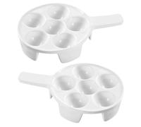 TOPBATHY Plat à Escargots en Céramique Blanc Poignée Ergonomique, Lot de 2 Petits Plats à Gratin pour Cuisson au Four, Maison et Restaurant, Plateau Anti-adhérent pour Fruits de Mer