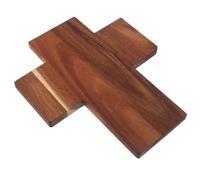 TOPBATHY Plateau de Communion en Bois 26x22x1,5 Cm Marron Motif Croix Sculptée, Plateau Décoratif Religieux pour Fête de Baptême et Première Communion, Accessoires de Cérémonie Chrétienne