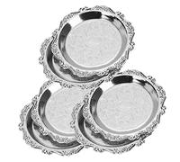 TOPBATHY Plateaux De Service Metal Vintage 10 Cm Argenté Lot De 6 Plateaux Multifonction Pour Fruits Secs Et Collations Apéritif Pour Fête Anniversaire Mariage