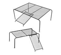 TOPBATHY Plateforme Pratique pour Petits Animaux en Fer Noir avec Étagère en Treillis et Échelle pour Cage, Support pour Boire et Se Reposer, Lot de 2 Pièces